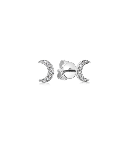 OLIVE & CHAIN Diamond Moon Stud Earring - Yellow Gold, Small, Single