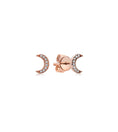 Load image into Gallery viewer, OLIVE & CHAIN Diamond Moon Stud Earring - Yellow Gold, Large, Pair
