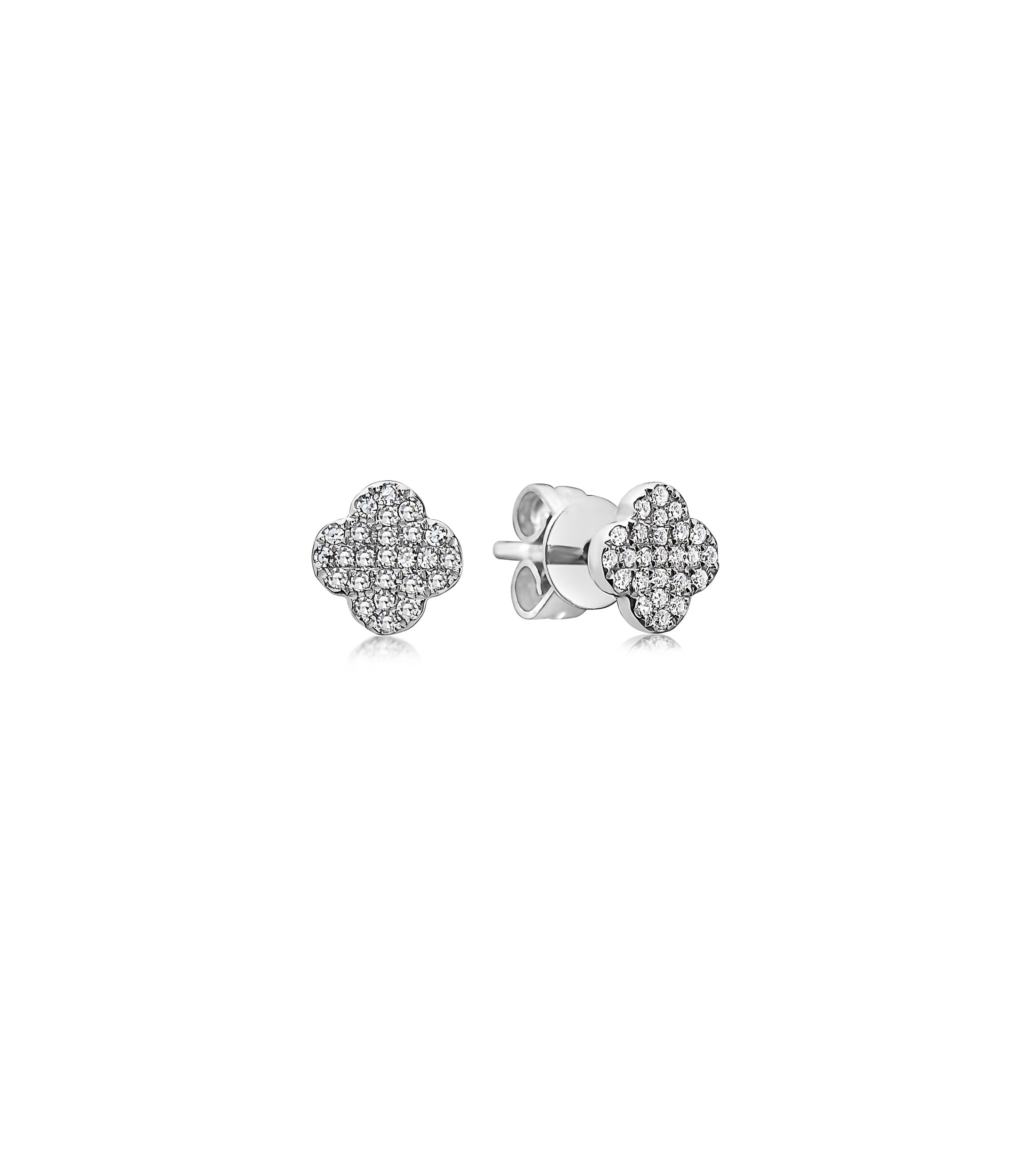 OLIVE & CHAIN Diamond Clover Stud Earring - Yellow Gold, Small, Pair