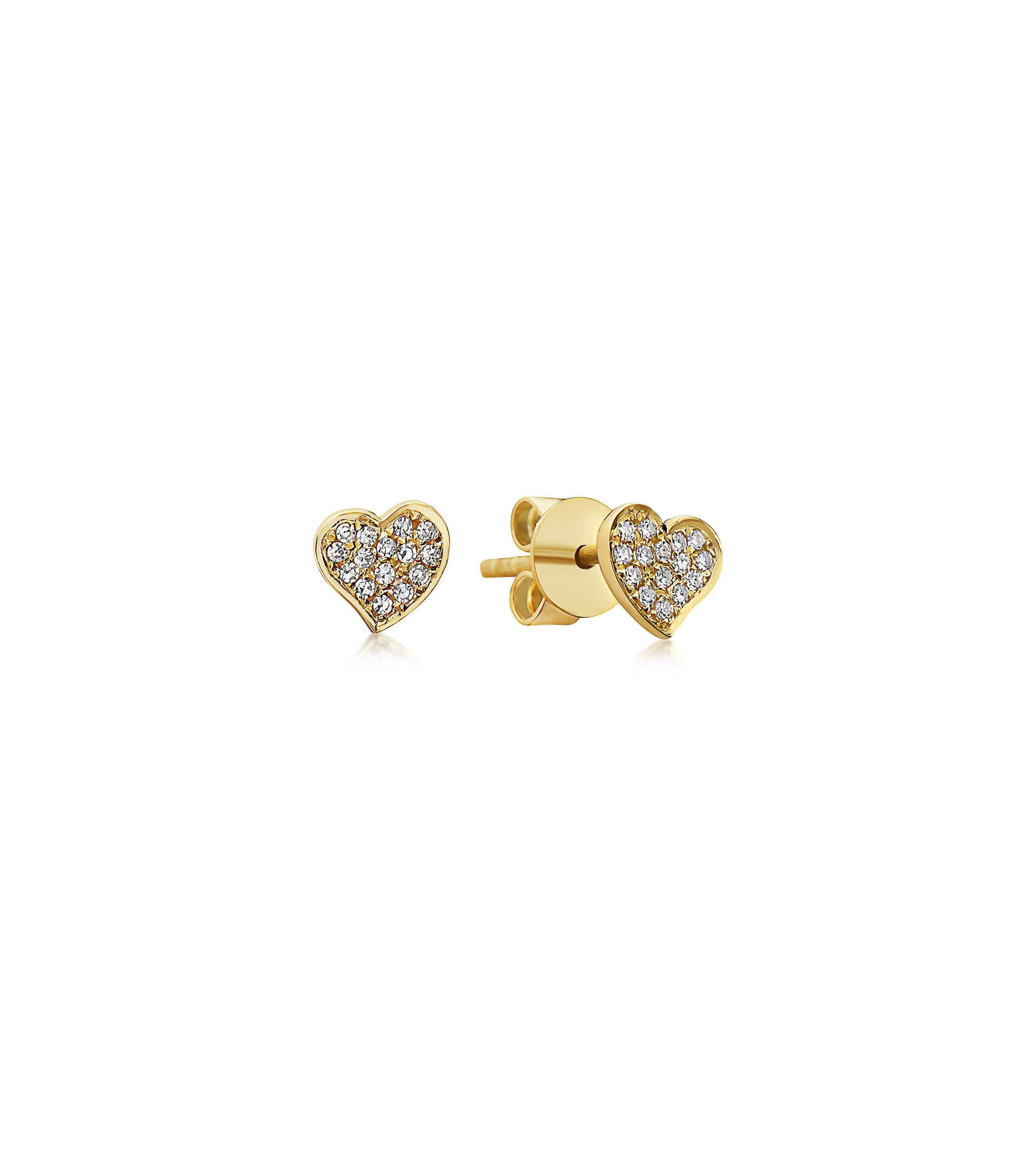 OLIVE & CHAIN Diamond Heart Stud Earring - Yellow Gold