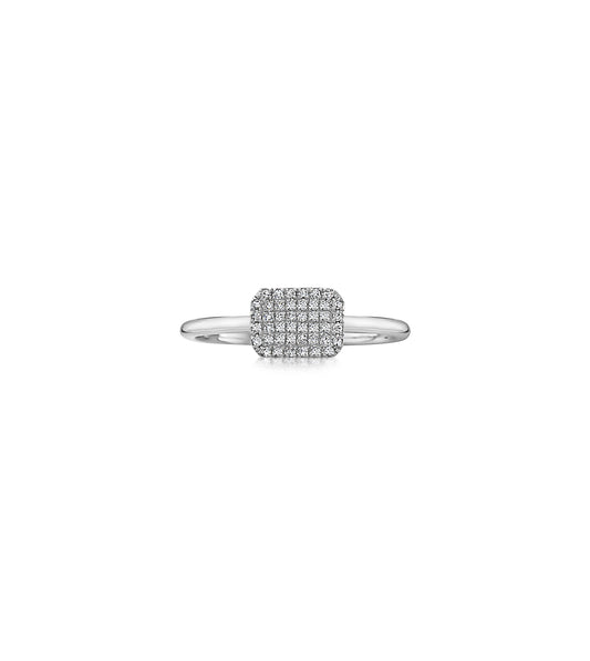 OLIVE & CHAIN Diamond Rectangle Ring - White Gold, 5.0