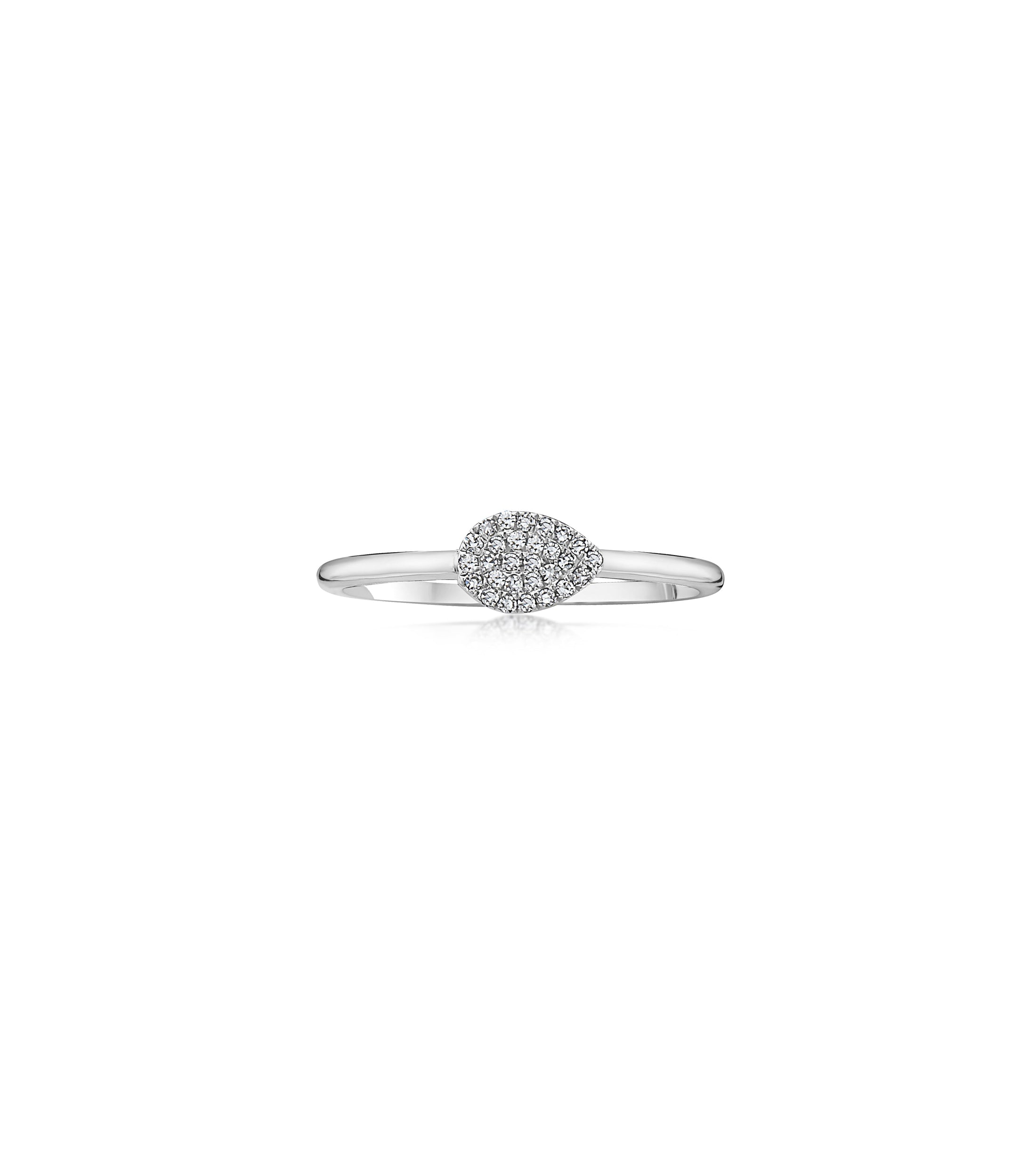 OLIVE & CHAIN Diamond Pear Ring - White Gold, 5.0