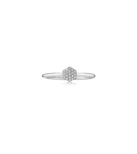 OLIVE & CHAIN Diamond Hexagon Ring - White Gold, 5.0