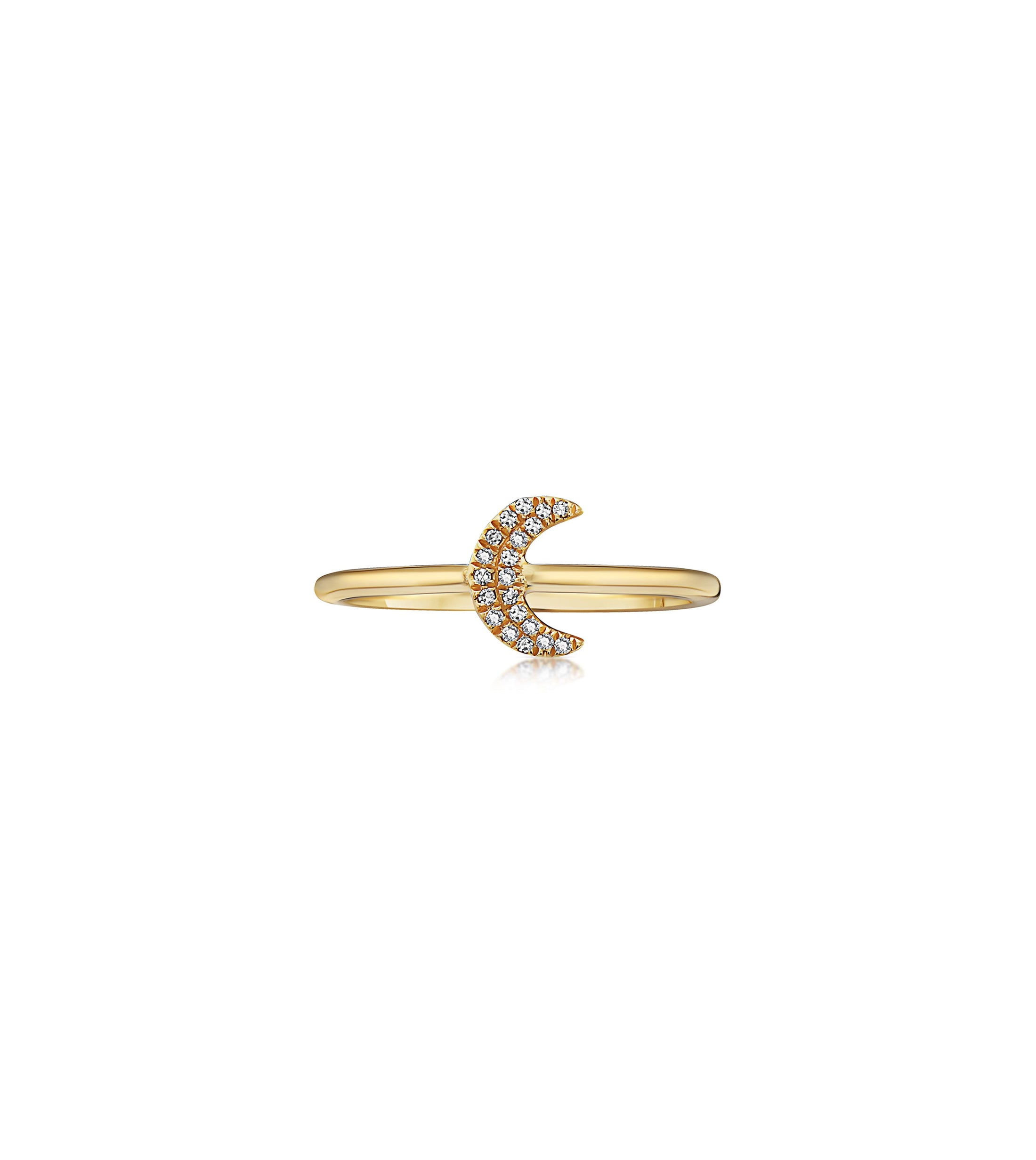 OLIVE & CHAIN Diamond Moon Ring - Yellow Gold, 5.0