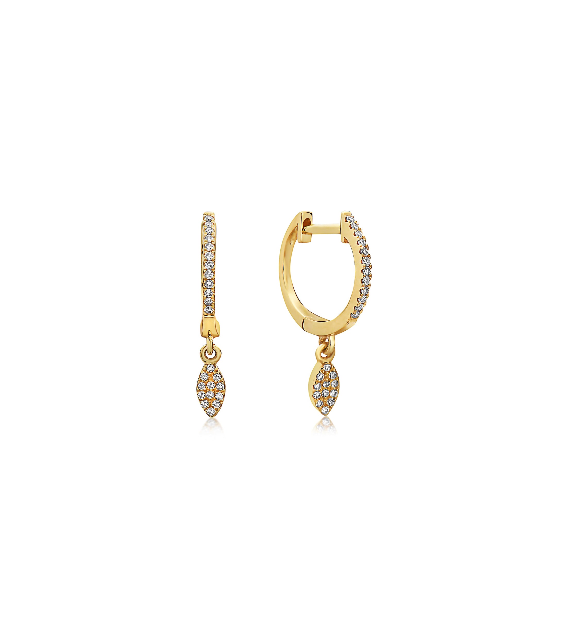 OLIVE & CHAIN Diamond Marquise Dangle Earring - Yellow Gold, Pair
