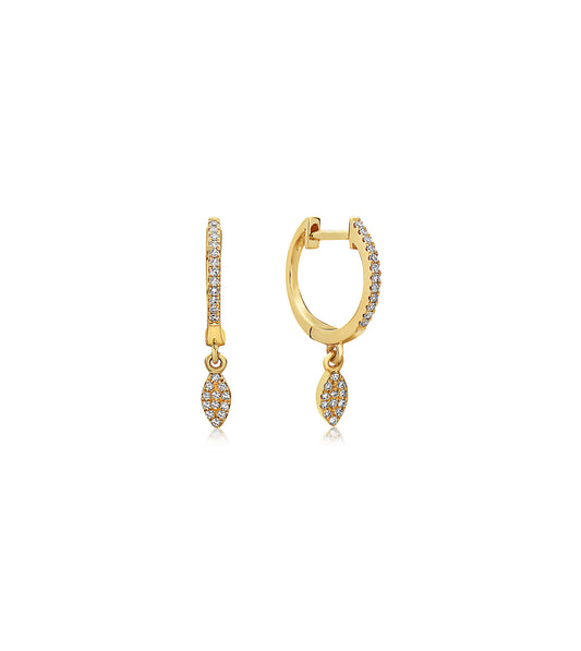 OLIVE & CHAIN Diamond Marquise Dangle Earring - Yellow Gold, Pair
