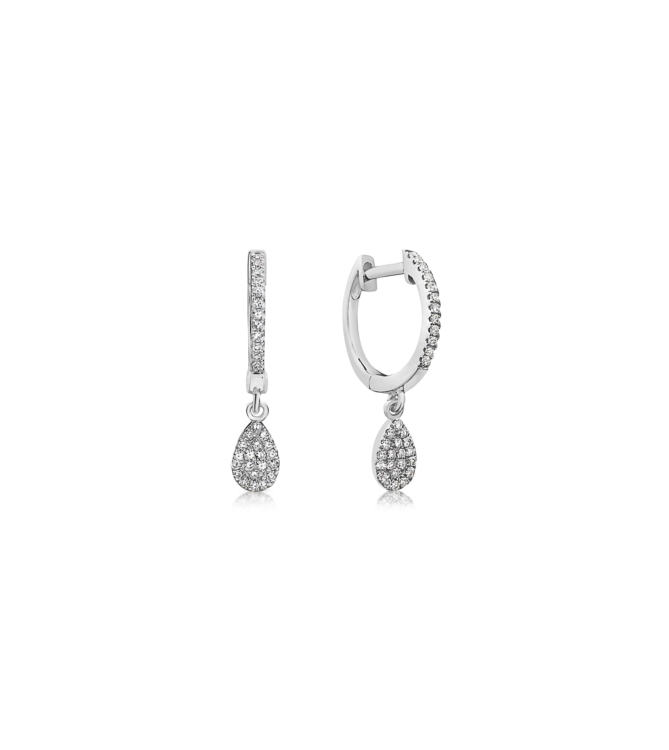OLIVE & CHAIN Diamond Pear Dangle Earring - White Gold, Pair
