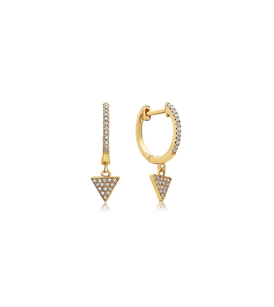 OLIVE & CHAIN Diamond Triangle Dangle Earring - Yellow Gold, Pair