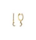 Load image into Gallery viewer, OLIVE & CHAIN Diamond Moon Dangle Earring - Yellow Gold
