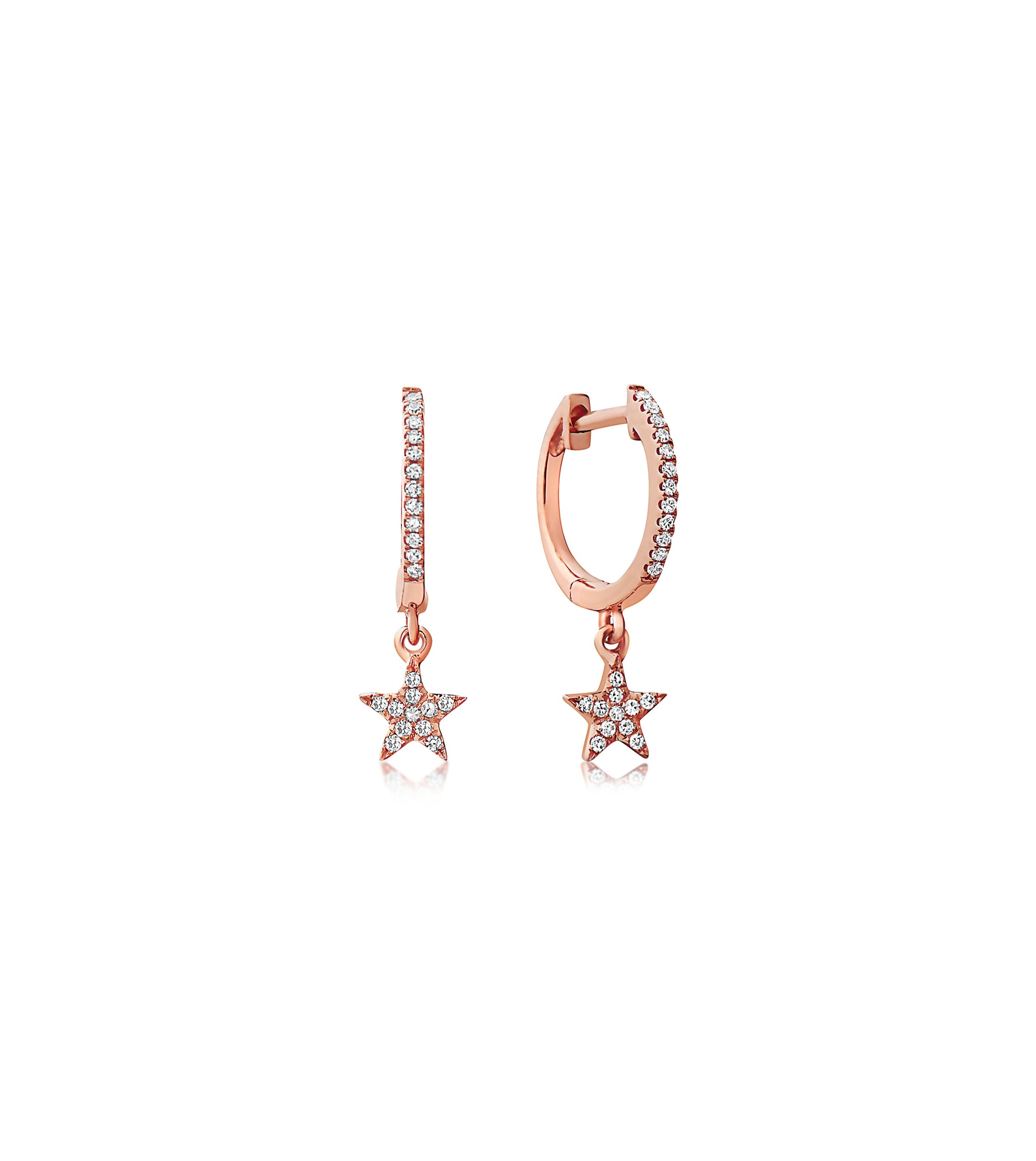 OLIVE & CHAIN Diamond Star Dangle Earring - White Gold, Pair