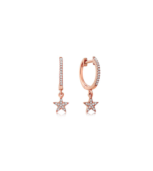 OLIVE & CHAIN Diamond Star Dangle Earring - White Gold, Pair