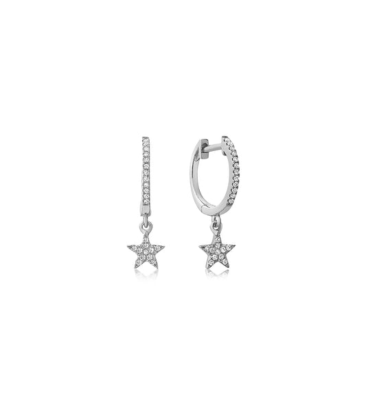 OLIVE & CHAIN Diamond Star Dangle Earring - Yellow Gold, Single