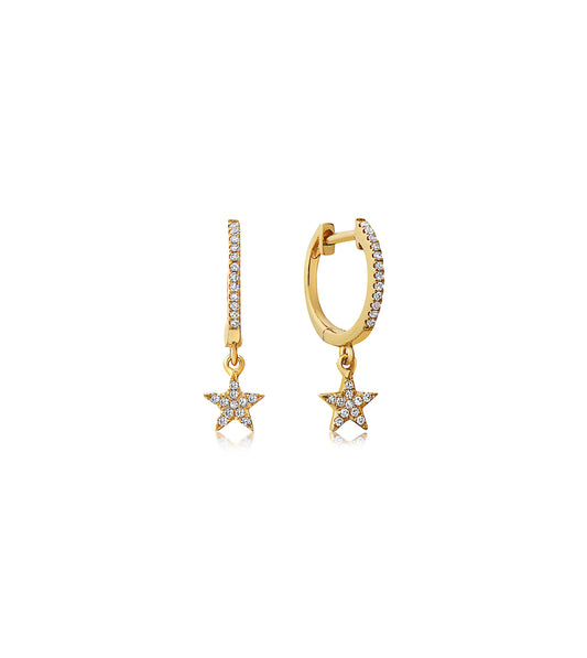 OLIVE & CHAIN Diamond Star Dangle Earring - Yellow Gold, Pair