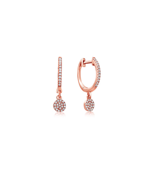 OLIVE & CHAIN Diamond Disc Dangle Earring - Yellow Gold, Pair