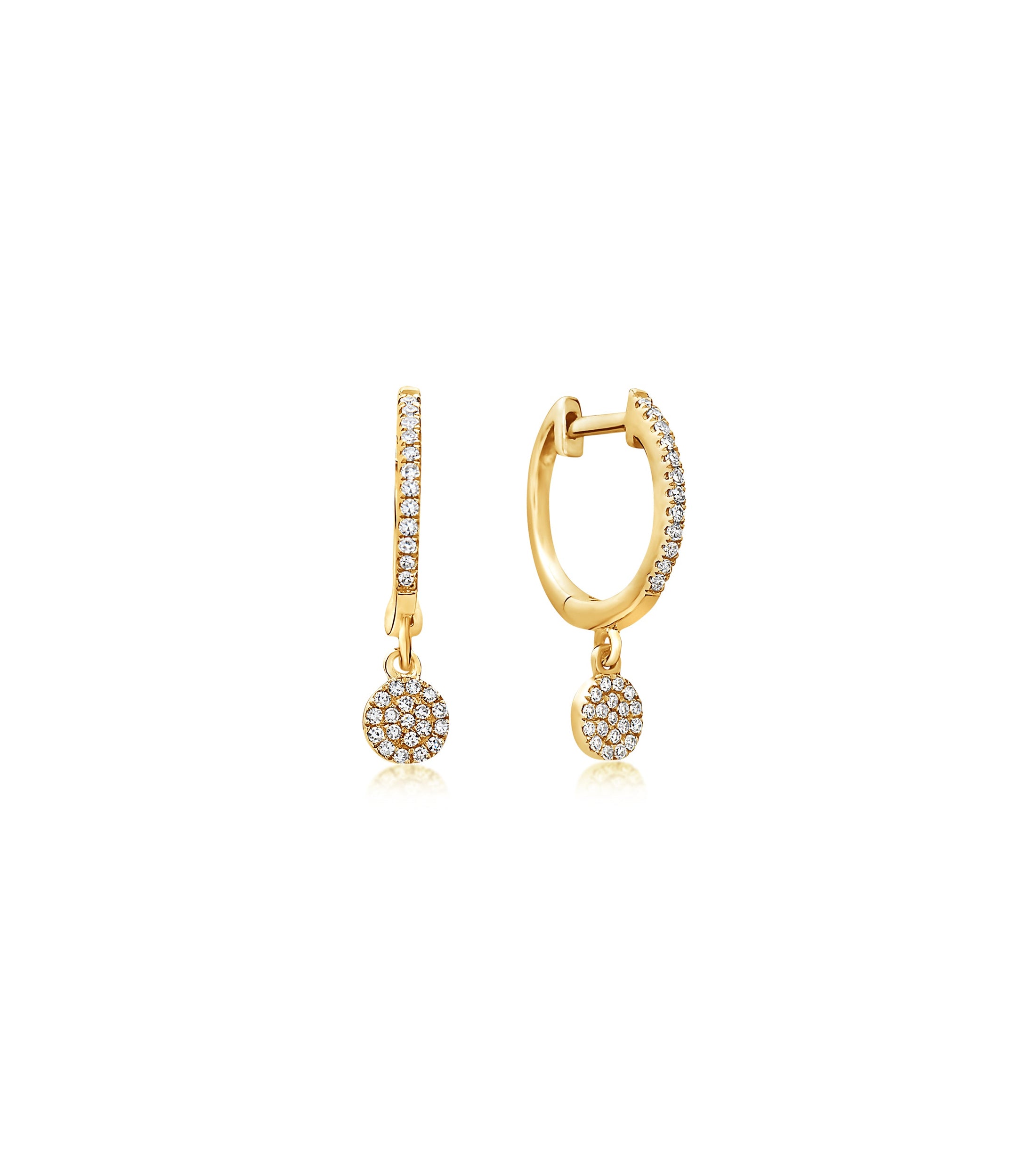 OLIVE & CHAIN Diamond Disc Dangle Earring - White Gold, Single
