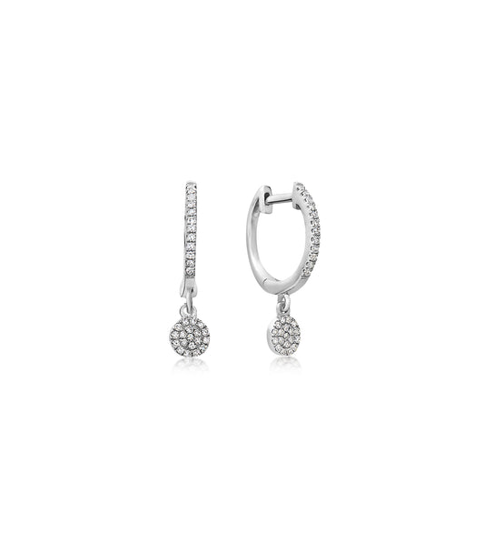 OLIVE & CHAIN Diamond Disc Dangle Earring - White Gold, Pair