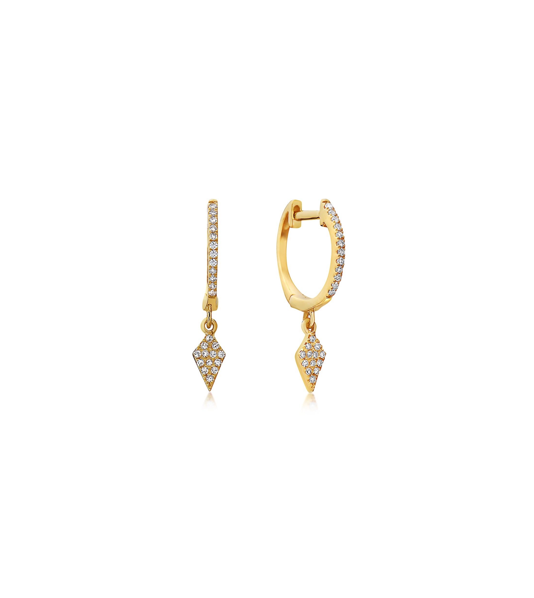 OLIVE & CHAIN Diamond Kite Dangle Earring - Yellow Gold, Pair