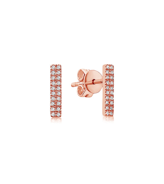 OLIVE & CHAIN Diamond Bar Stud Earring - Yellow Gold, Pair
