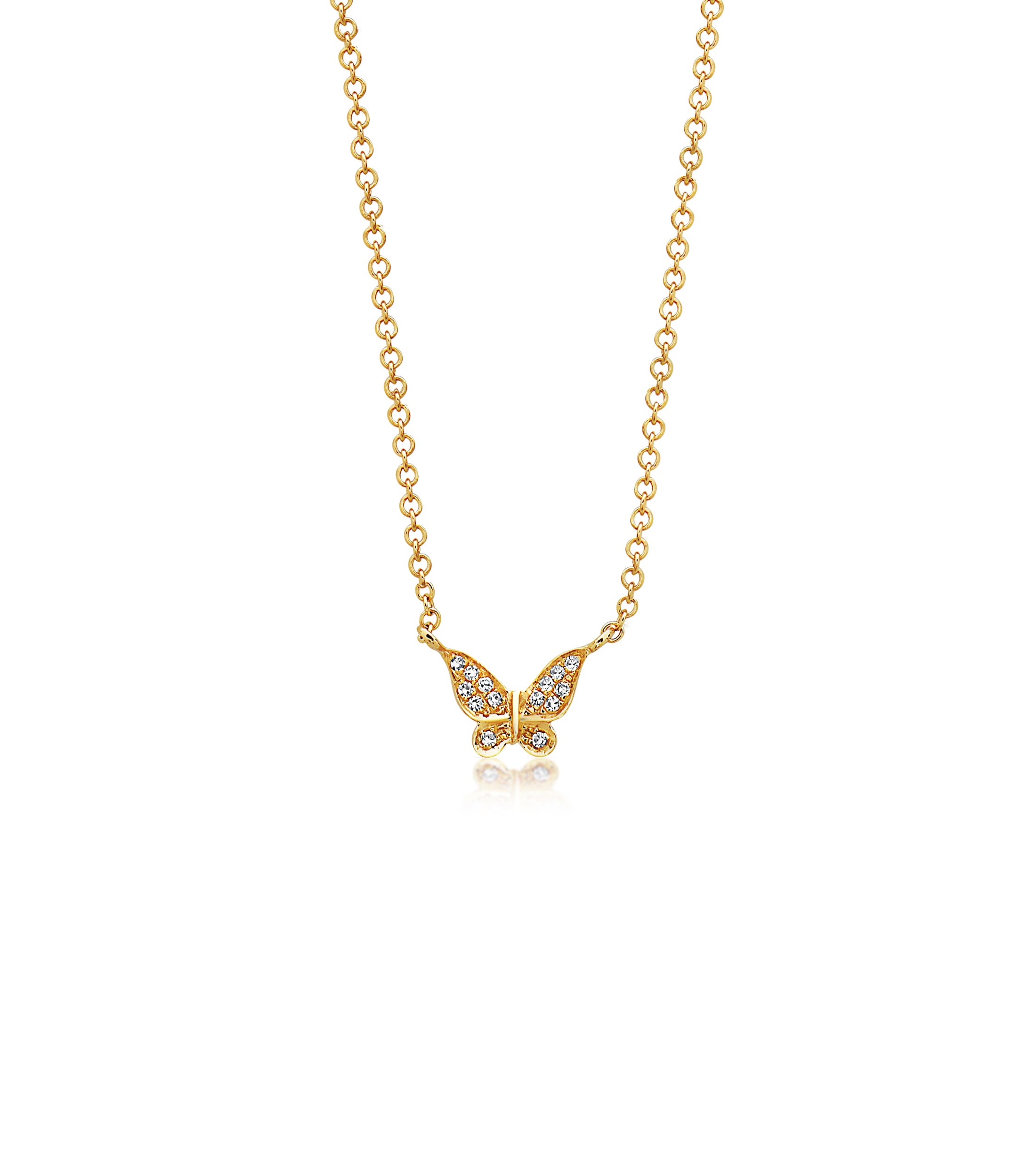 OLIVE & CHAIN Diamond Butterfly Necklace - Yellow Gold