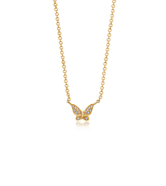 OLIVE & CHAIN Diamond Butterfly Necklace - Yellow Gold