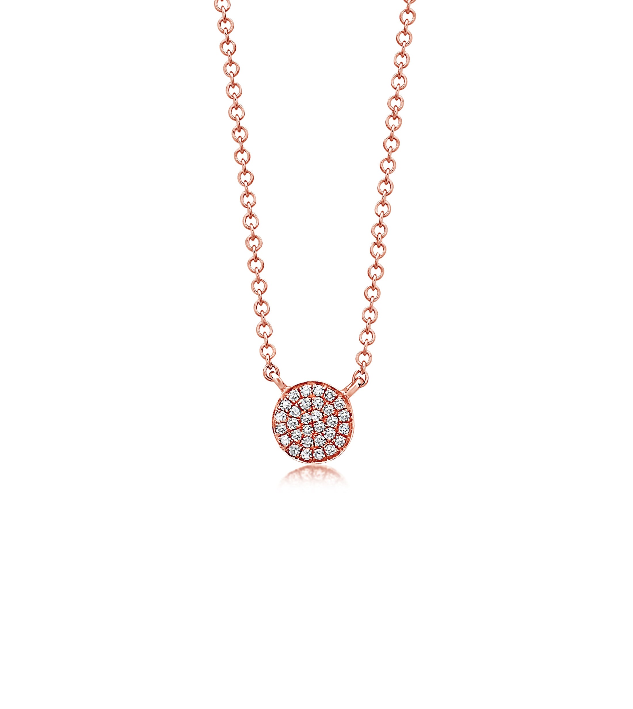 OLIVE & CHAIN Diamond Disc Necklace - Rose Gold