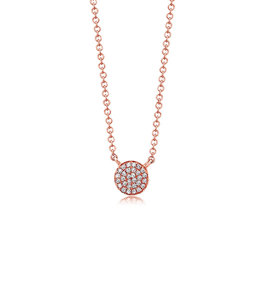 OLIVE & CHAIN Diamond Disc Necklace - Rose Gold