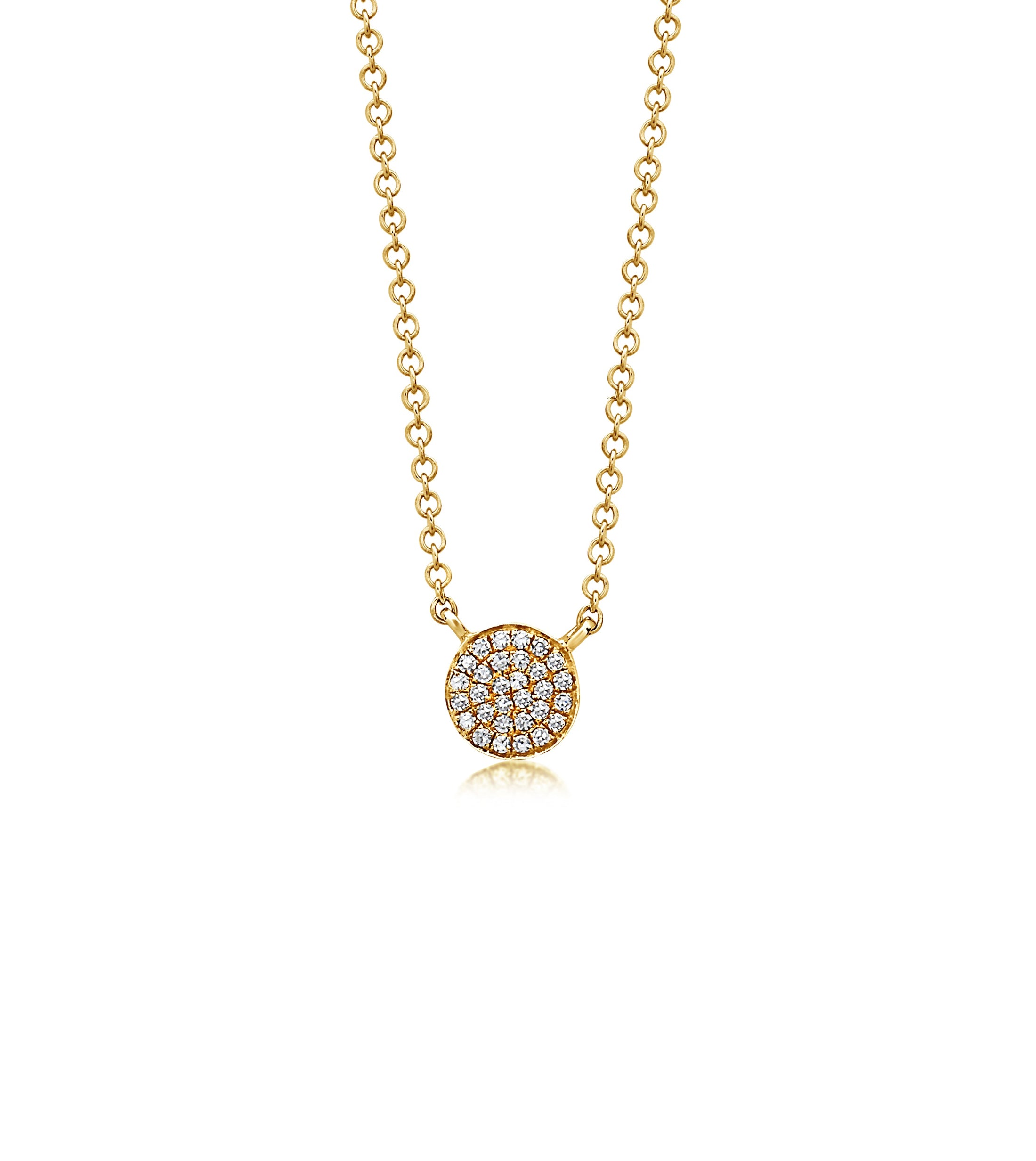 OLIVE & CHAIN Diamond Disc Necklace - Yellow Gold
