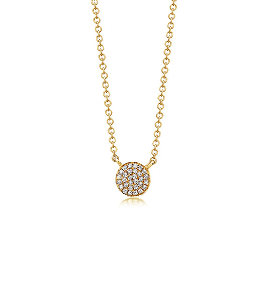 OLIVE & CHAIN Diamond Disc Necklace - Yellow Gold