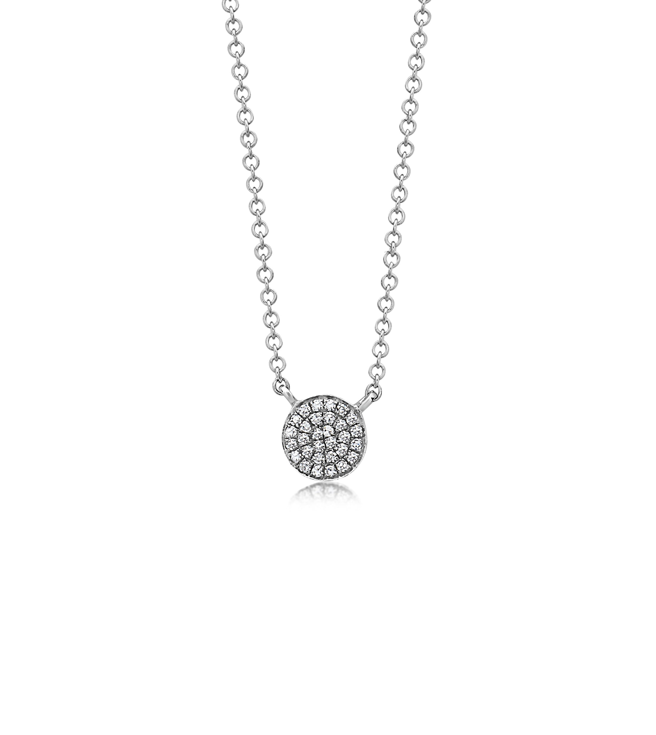 OLIVE & CHAIN Diamond Disc Necklace - White Gold