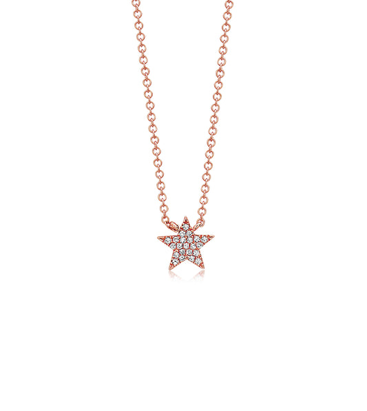 OLIVE & CHAIN Diamond Star Necklace - Rose Gold