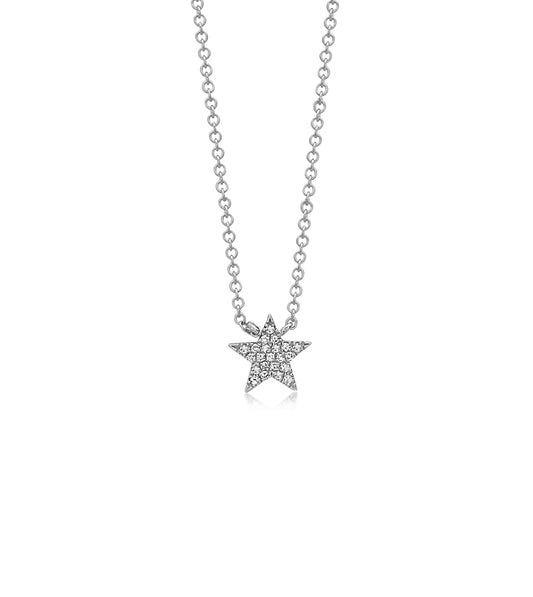 OLIVE & CHAIN Diamond Star Necklace - White Gold