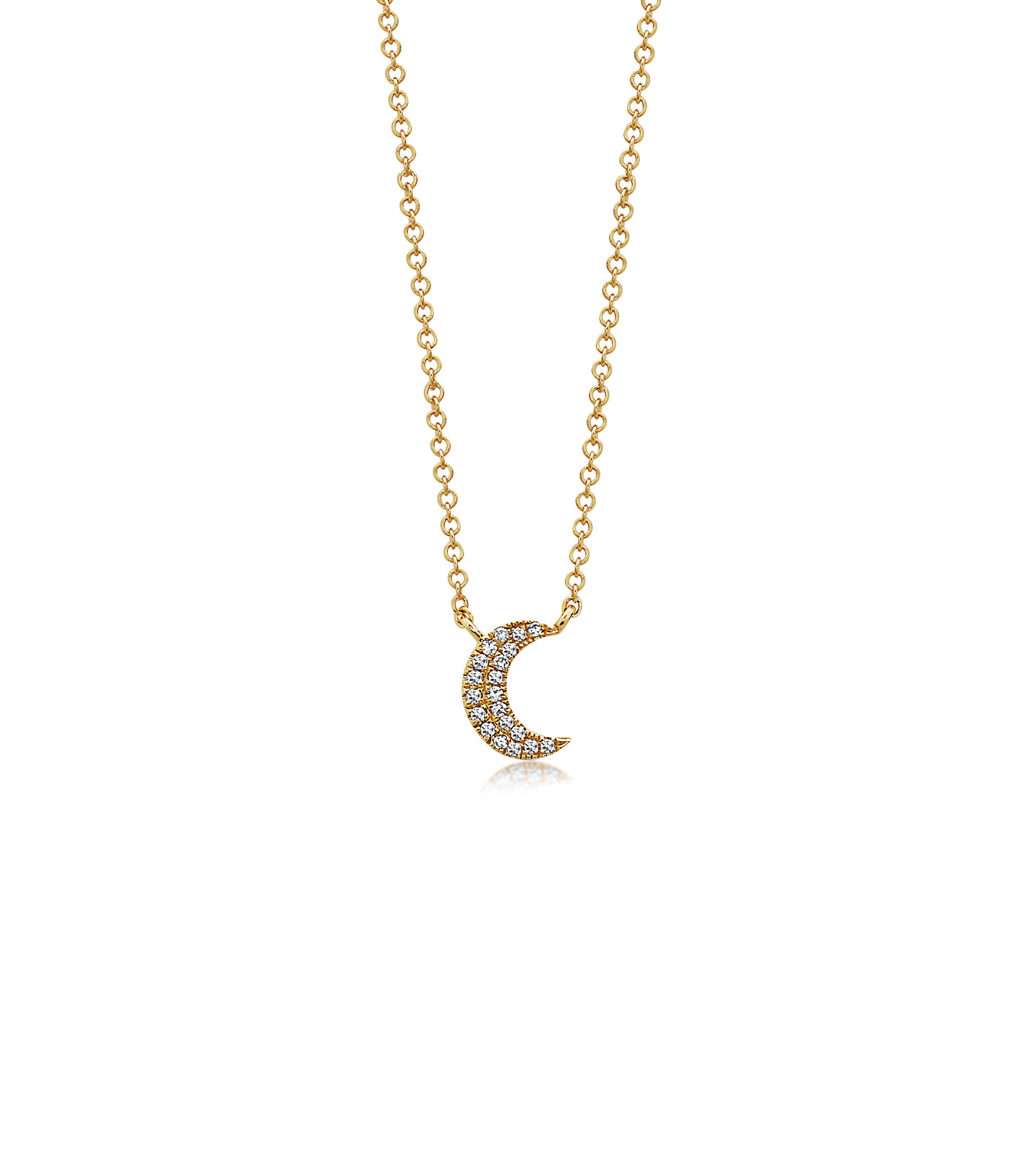 OLIVE & CHAIN Diamond Moon Necklace - Yellow Gold