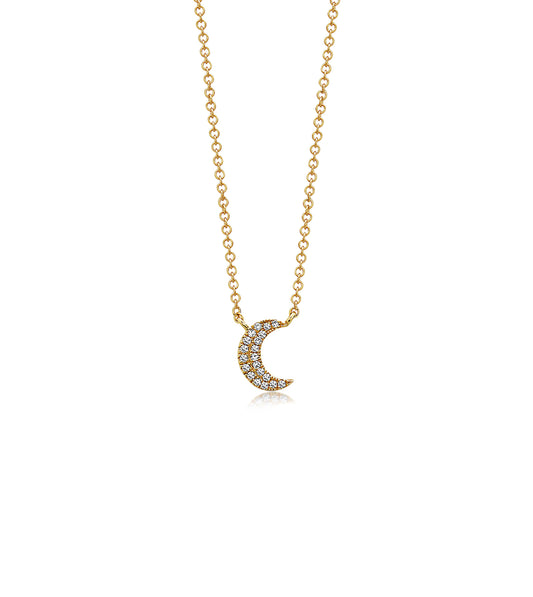 OLIVE & CHAIN Diamond Moon Necklace - Yellow Gold