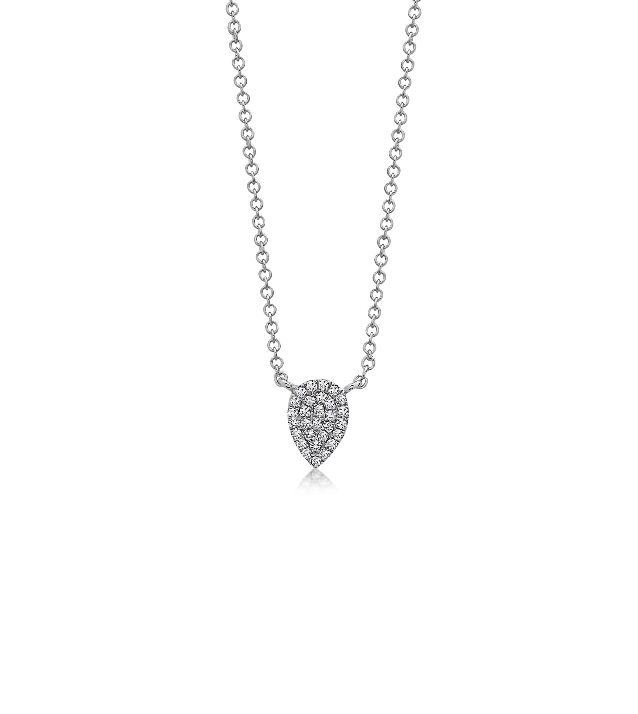 OLIVE & CHAIN Diamond Pear Necklace - White Gold