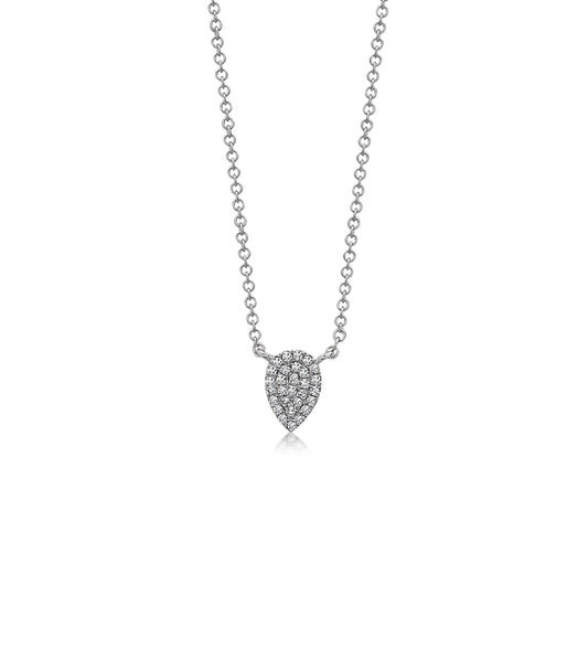 OLIVE & CHAIN Diamond Pear Necklace - White Gold