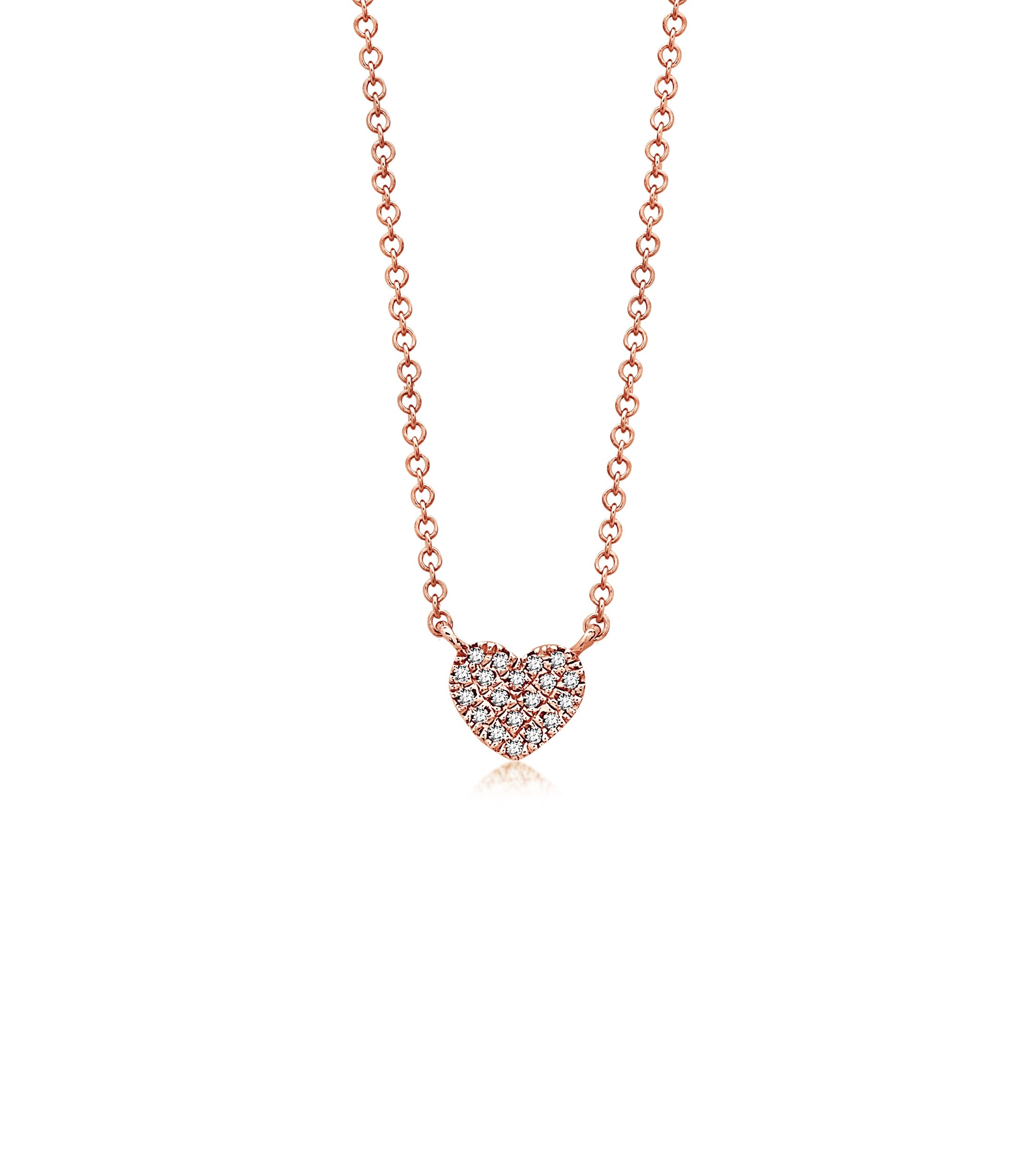 OLIVE & CHAIN Diamond Heart Necklace - Rose Gold