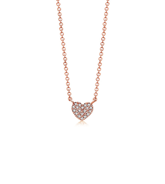 OLIVE & CHAIN Diamond Heart Necklace - Rose Gold
