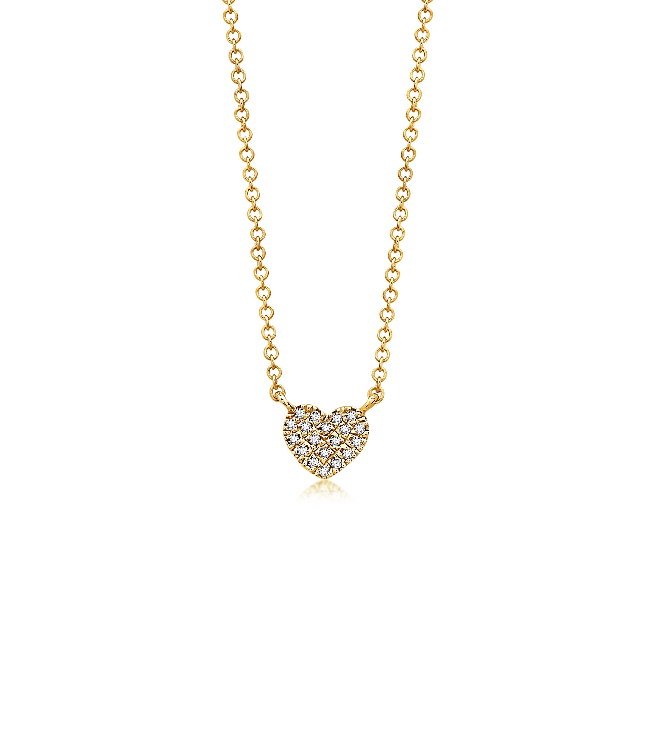 OLIVE & CHAIN Diamond Heart Necklace - Yellow Gold