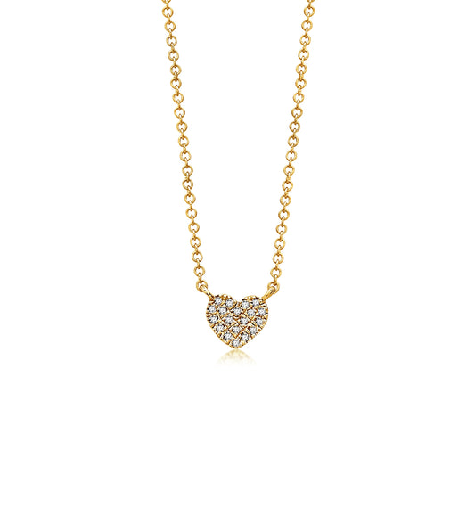 OLIVE & CHAIN Diamond Heart Necklace - Yellow Gold