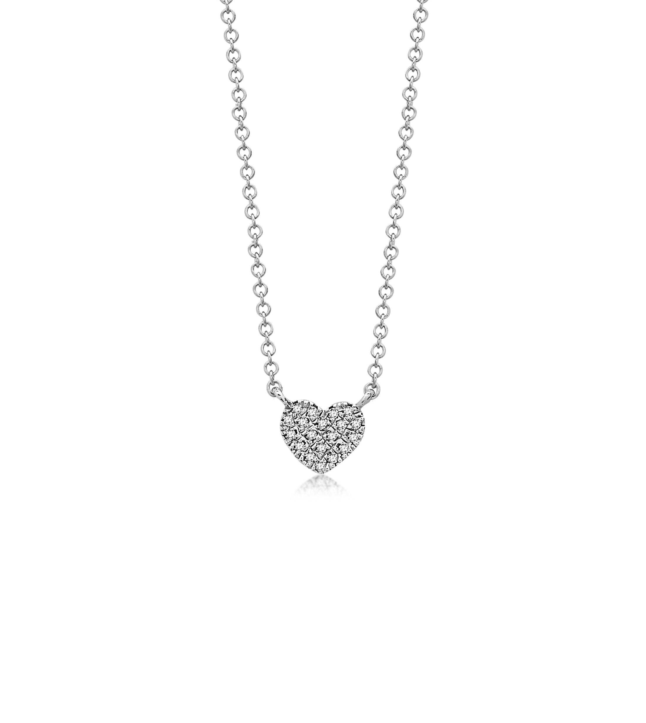 OLIVE & CHAIN Diamond Heart Necklace - White Gold