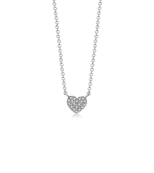 OLIVE & CHAIN Diamond Heart Necklace - White Gold