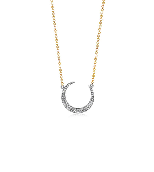 OLIVE & CHAIN Diamond Crescent Moon Necklace - Two-Tone Gold