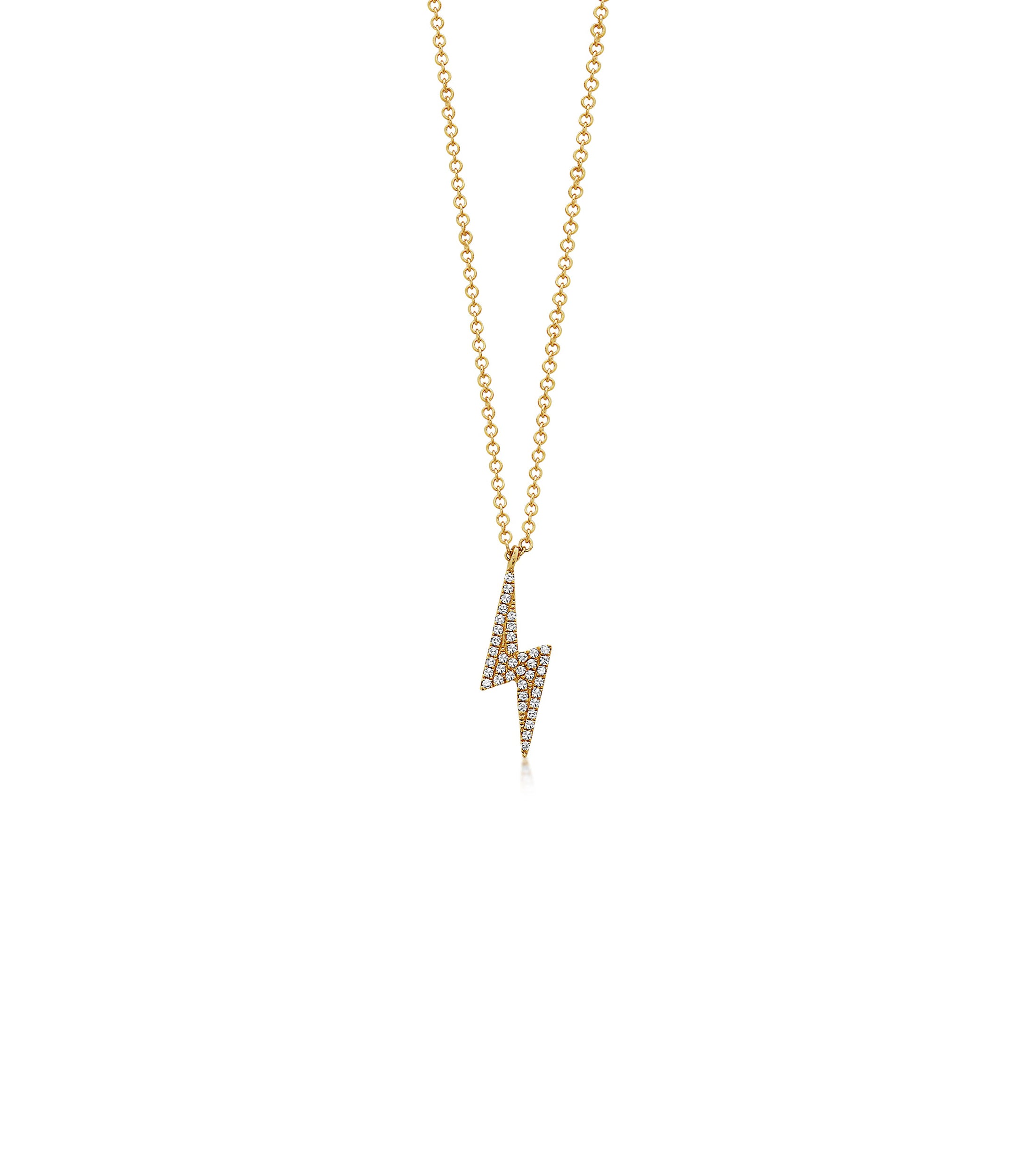 OLIVE & CHAIN Diamond Lightning Bolt Necklace - Yellow Gold