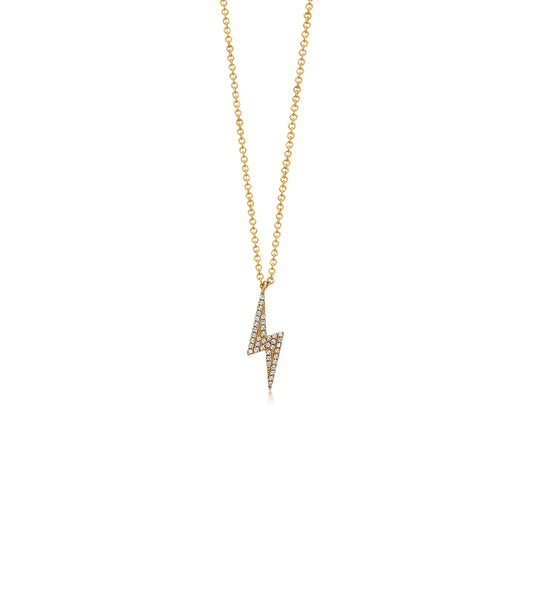 OLIVE & CHAIN Diamond Lightning Bolt Necklace - Yellow Gold