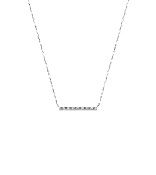 OLIVE & CHAIN Diamond Long Bar Necklace - White Gold