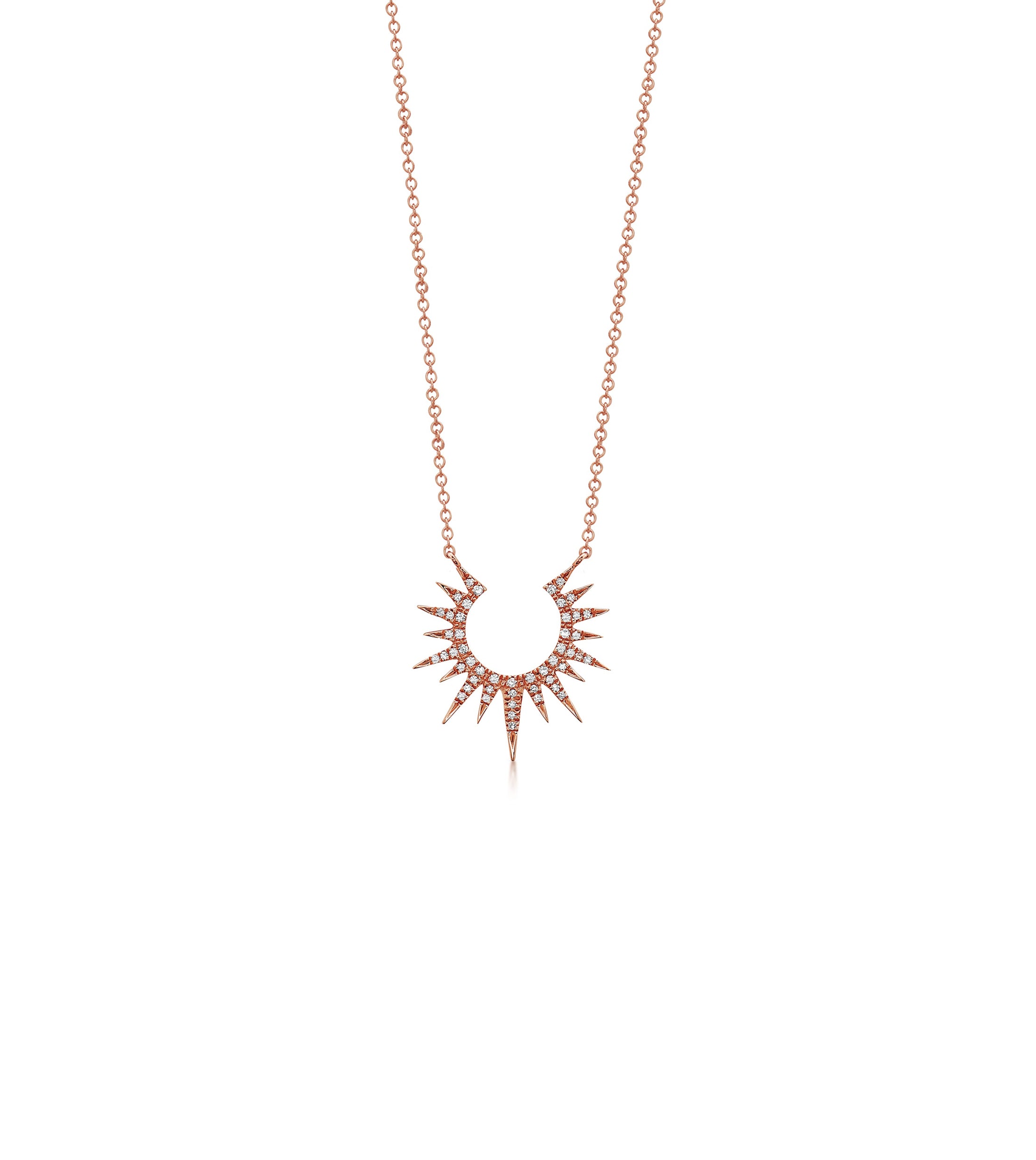 OLIVE & CHAIN Diamond Sunburst Necklace - Rose Gold