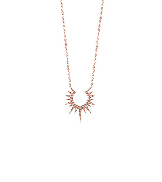 OLIVE & CHAIN Diamond Sunburst Necklace - Rose Gold