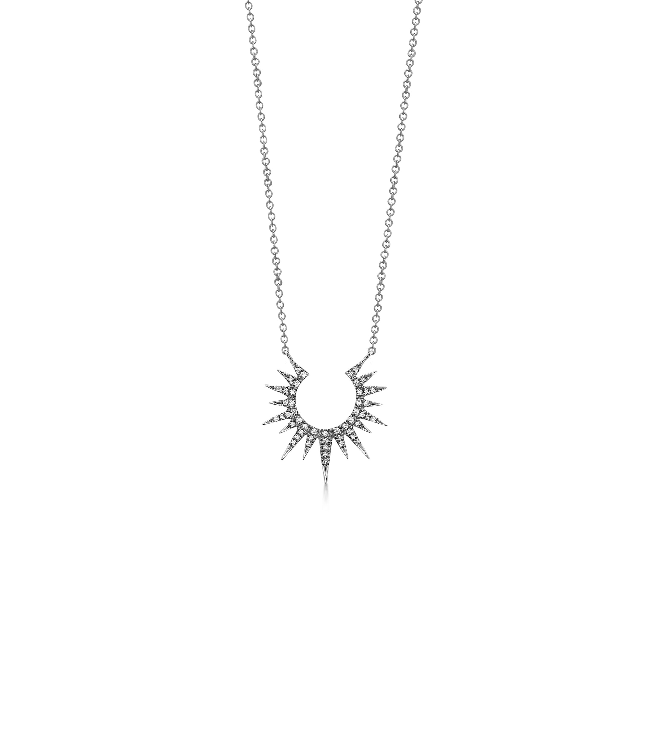 OLIVE & CHAIN Diamond Sunburst Necklace - White Gold