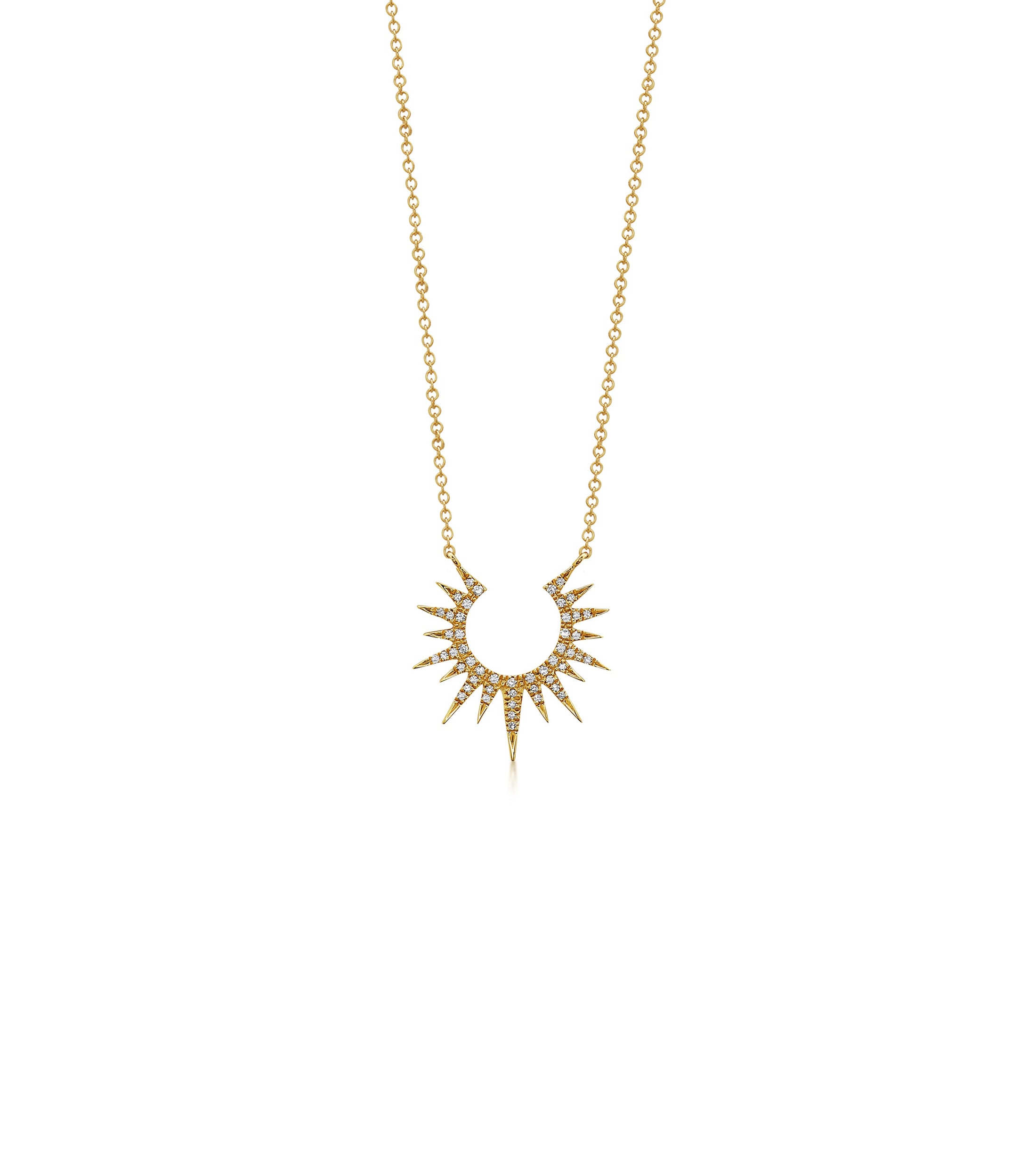 OLIVE & CHAIN Diamond Sunburst Necklace - Yellow Gold