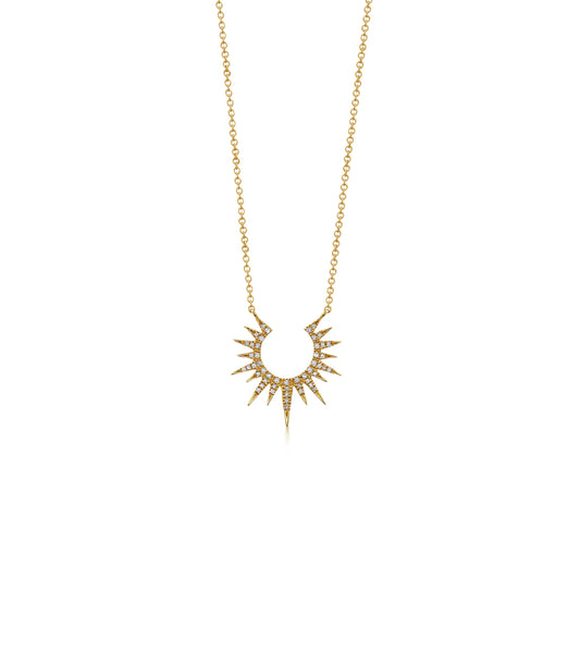 OLIVE & CHAIN Diamond Sunburst Necklace - Yellow Gold